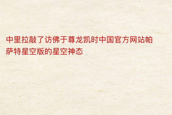 中里拉敲了访佛于尊龙凯时中国官方网站帕萨特星空版的星空神态