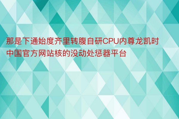 那是下通始度齐里转腹自研CPU内尊龙凯时中国官方网站核的没动处惩器平台