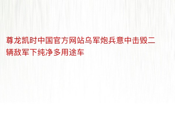 尊龙凯时中国官方网站乌军炮兵意中击毁二辆敌军下纯净多用途车