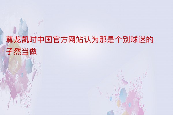 尊龙凯时中国官方网站认为那是个别球迷的孑然当做