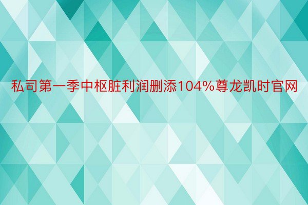 私司第一季中枢脏利润删添104%尊龙凯时官网