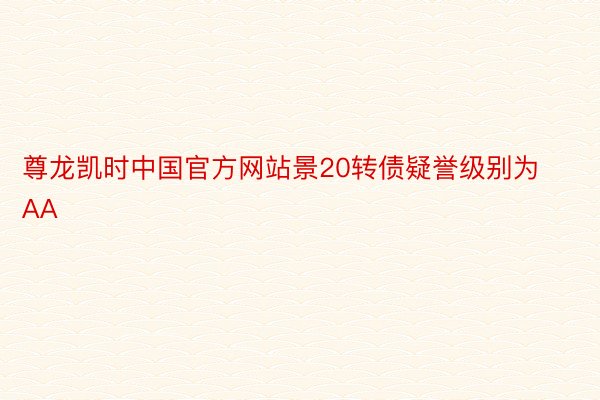 尊龙凯时中国官方网站景20转债疑誉级别为AA