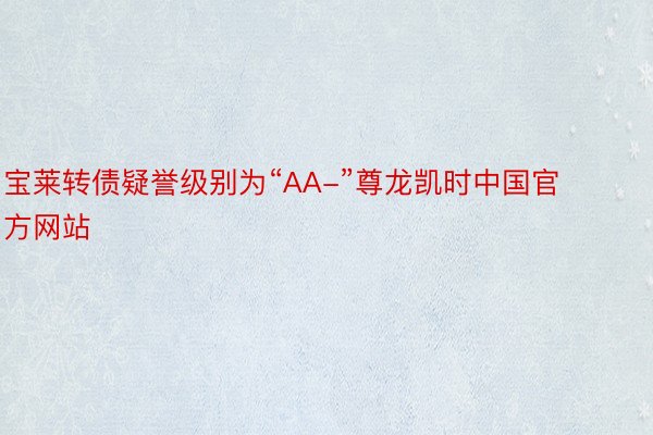 宝莱转债疑誉级别为“AA-”尊龙凯时中国官方网站